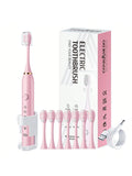 1PC Electric Toothbrush With 8 Replaceable Toothbrush Heads, A Wall-Mounted Bracket And A Dust Cover, USB Charging, 5-Speed Intelligent Cleaning Mode, Toothbrush Body, 7-Level Waterproof, Personal Oral Care Equipment Power To