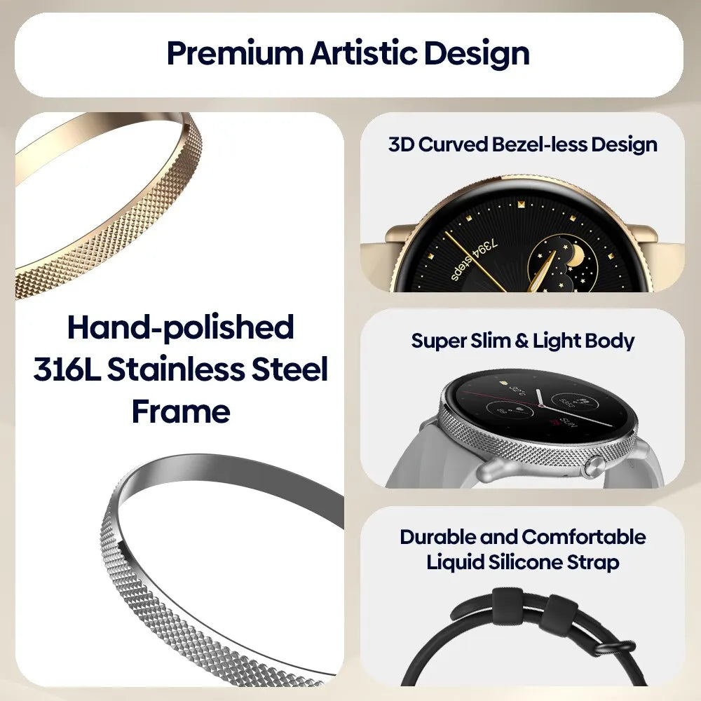 Zeblaze GTR 3 Pro Voice Calling Smart Watch 1.43" AMOLED Display 316L Stainless Steel Frame Fitness Tracking Smartwatch