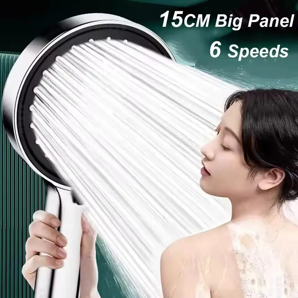 New 15CM Large Panel 6 Modes Pressurized Shower Head Multi-function Sprayer High Pressure Adjustable Shower Bathroom Accessories