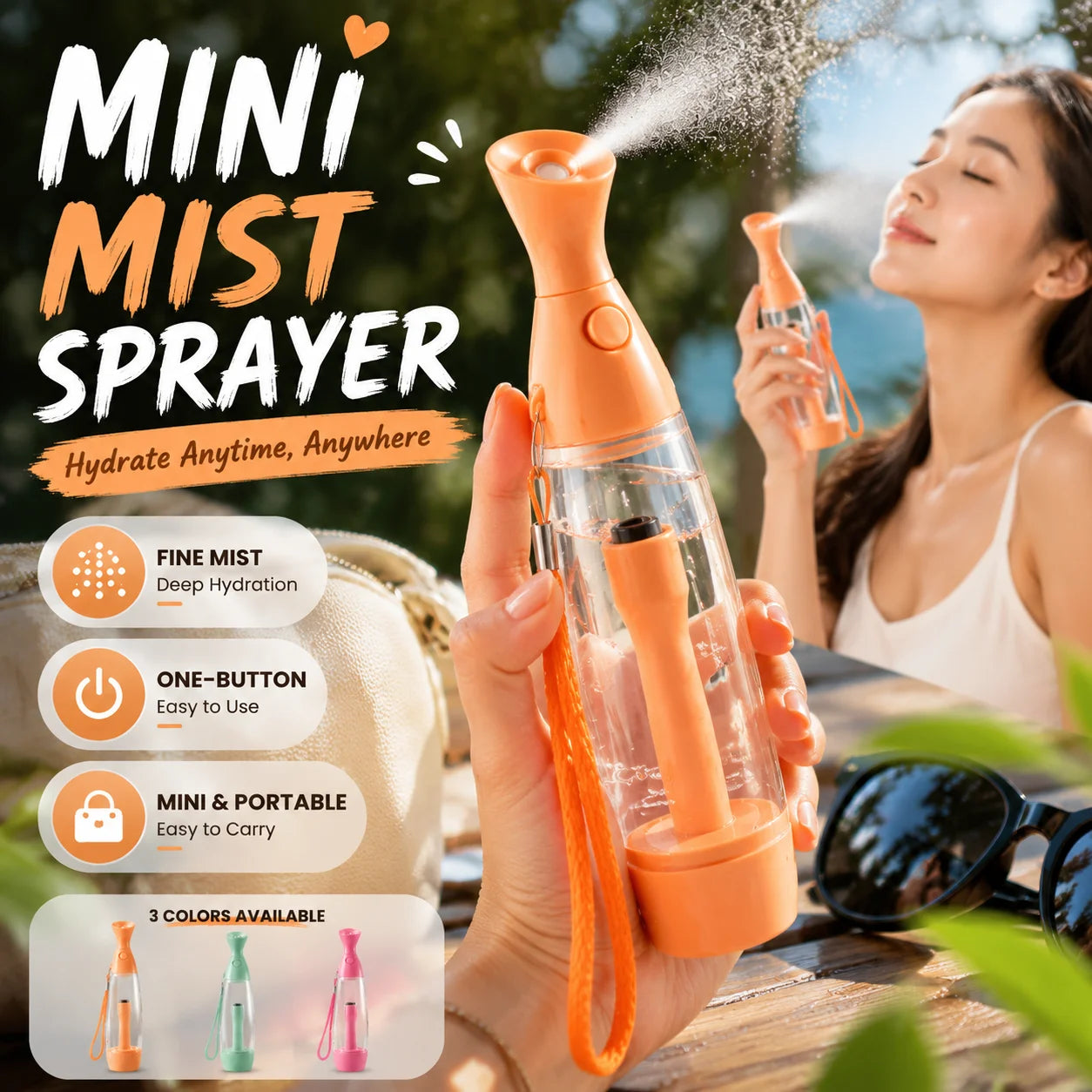 Handheld Mini Mist Sprayer Portable Travel Facial Hydrating Device Fine Mist Moisturizing Care Tool Easy Carry Beauty Sprayer