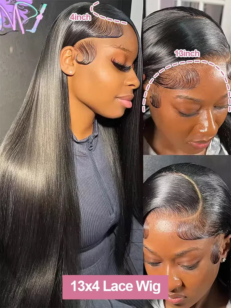 Brazilian Raw 250% Density 30 32 inch 13x6 HD Lace Front Human Hair Wigs Straight 13x4 Frontal Wigs Women Glueless Closure Wig