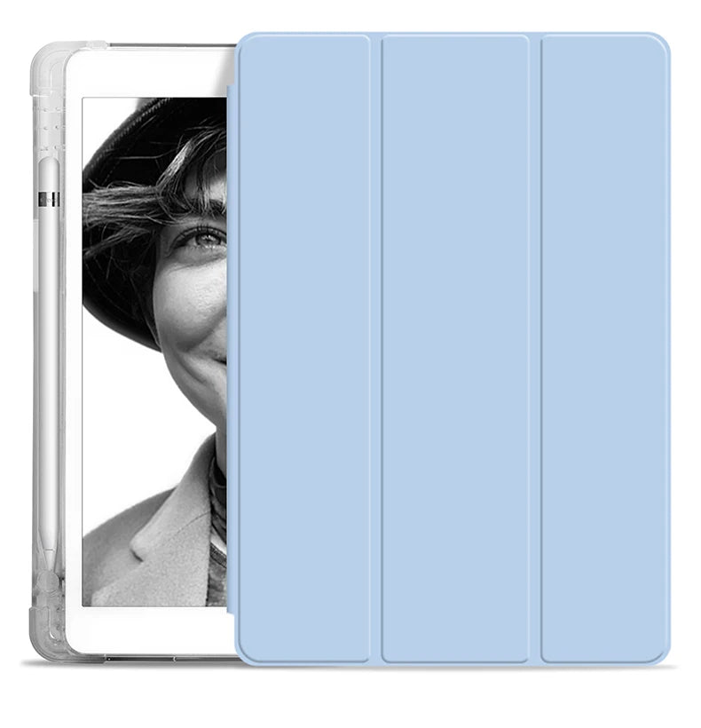 With Pencil Holder Case For iPad A19 12th A16 11th Pro 11 Air 11 5 4 10.9 10th 10.2 7 8 9th 9.7 5/6th Air 1/2 9.7 Air 3 Pro 10.5