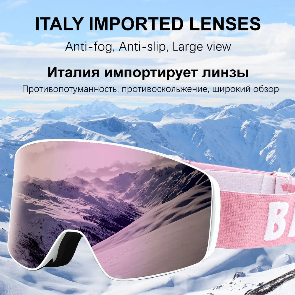 2024 New Double Layer Magnetic Ski Goggles Polarized Lens Skiing Anti-Fog UV400 Snowboard Goggles Men Women Ski Glasses Eyewear