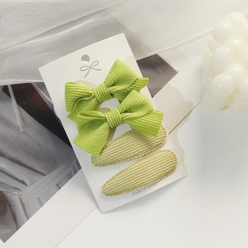 3/4/10Pcs Hot Sale Candy Color Hair Bows Clip Girls Double Layered Bow Cute Kid Bangs Hair Pin Cotton Safe Baby Hair Accessories