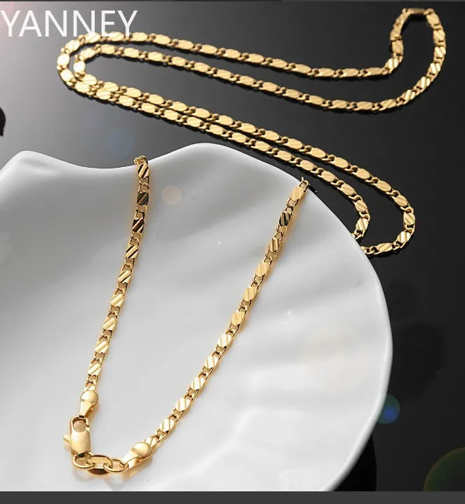 Hot sale 925 Sterling Silver 18K Gold flat Clavicle chains Necklaces for Men Women wedding Jewelry Christmas gifts 40-75cm