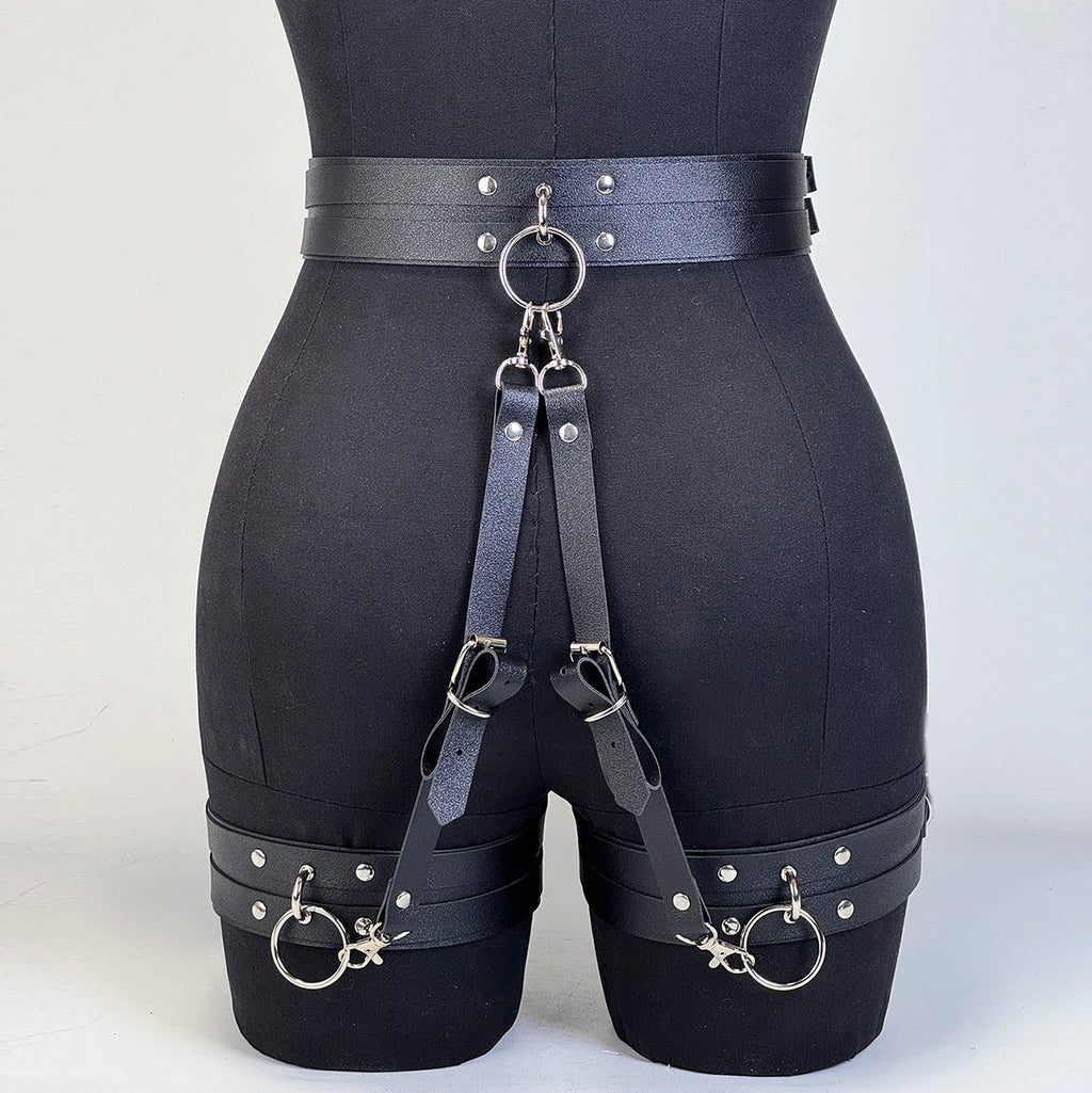 Women's Sexy Fashion PU Leather Gothic Y2K Harness Belt Leg Belt Punk Adjustable Vintage Thigh Strap for Daily Travel Wear