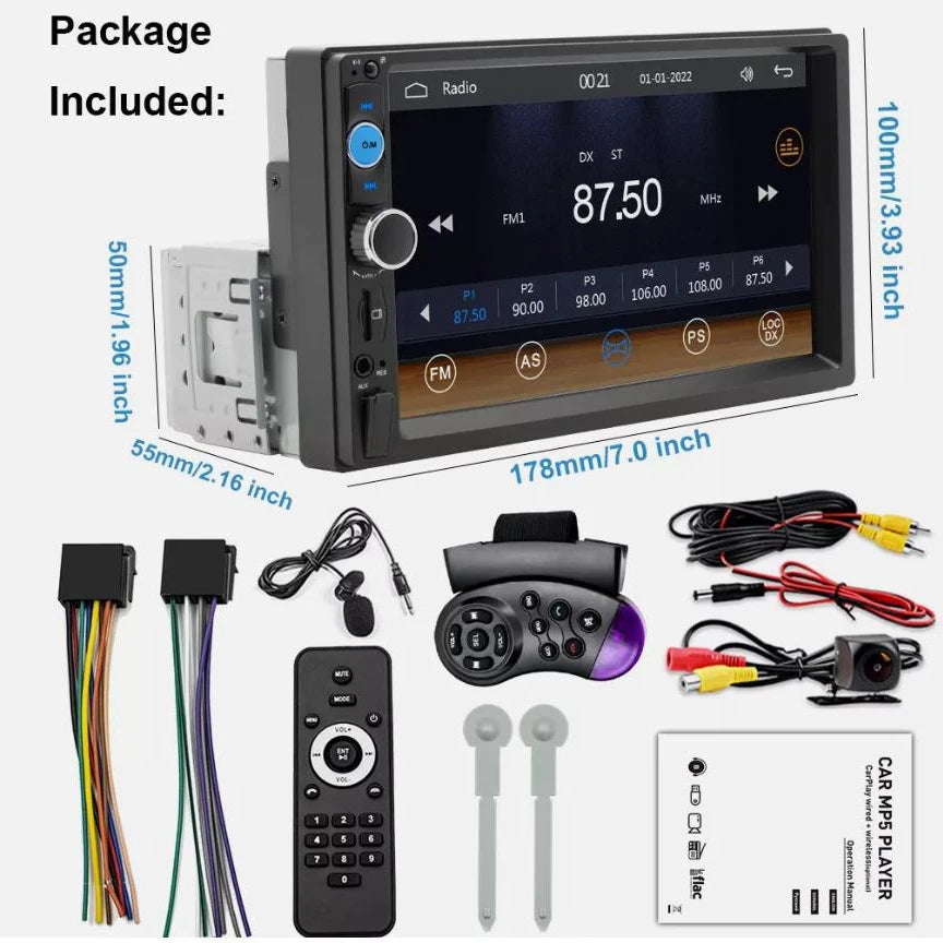 Quality 7inch Single 1Din Touch Screen Car Stereo Radio With Handle Remote Control Camera For Apple/Android CarPlay Bluetooth