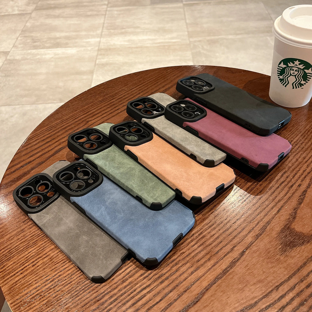 Luxury Matte Soft Leather Phone Case For iPhone 18 17 15 14 Plus 13 12 11 Pro Max 16 Lens Protection Shockproof Silicone Cover