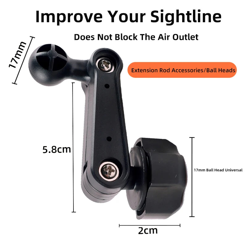 Car Phone Holder 17mm Universal Ball Head Extension Rod Air Outlet Display Adapter Extension Arm Modification Accessories