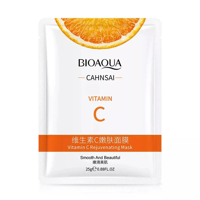 10pcs BIOAQUA Vitamin C Facial Mask Face skincare Moisturizing Face Mark Brightening Repairing Facial Masks for Face Skin Care