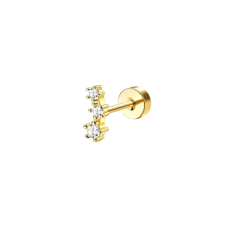 Bobisty 1pc Earrings Surgical Stainless Steel Earrings for Women Dainty Flat Back Earring Stud Hoop Cartilage for Sensitive Ears