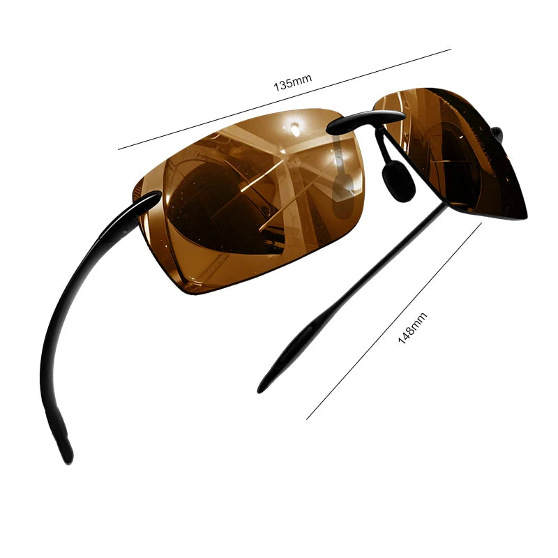1PCS/2PCS TR90 Ultralight Polarized Sunglasses Men Brand Rimless Frame Driving Mirror Shades Sports Fishing Baseball Eyewear