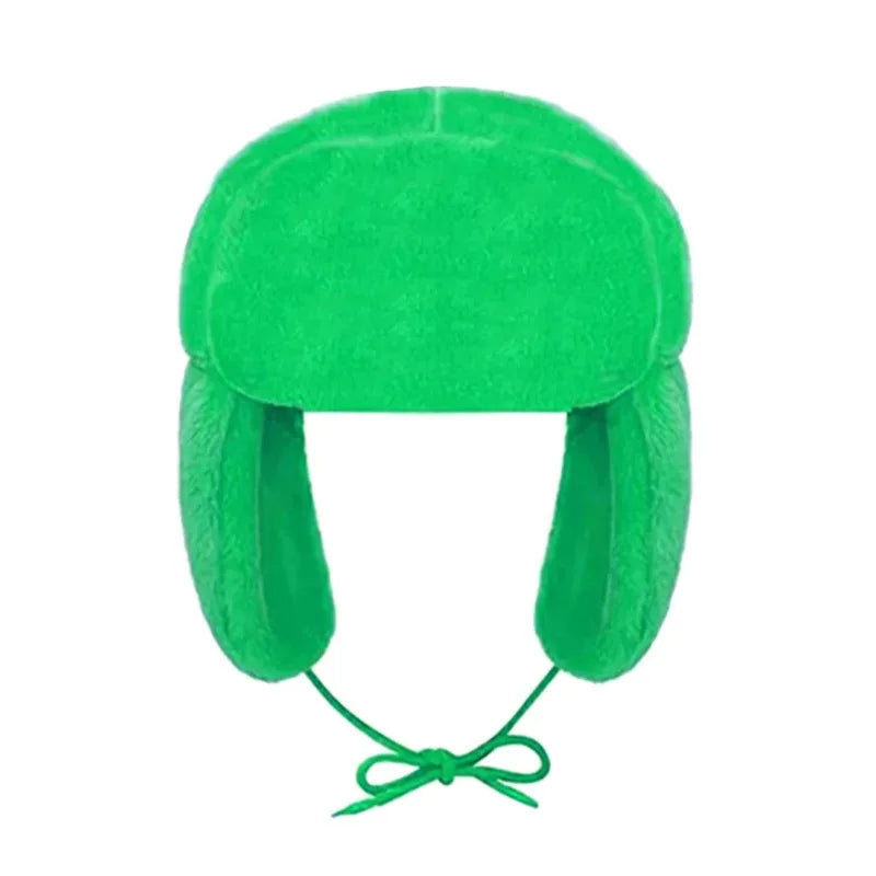 Fashion Dopamine Aesthetic Warm Ear Protection Hat Autumn Winter Street Casual Warm Windproof Caps Solid Color Tie Bomber Hat
