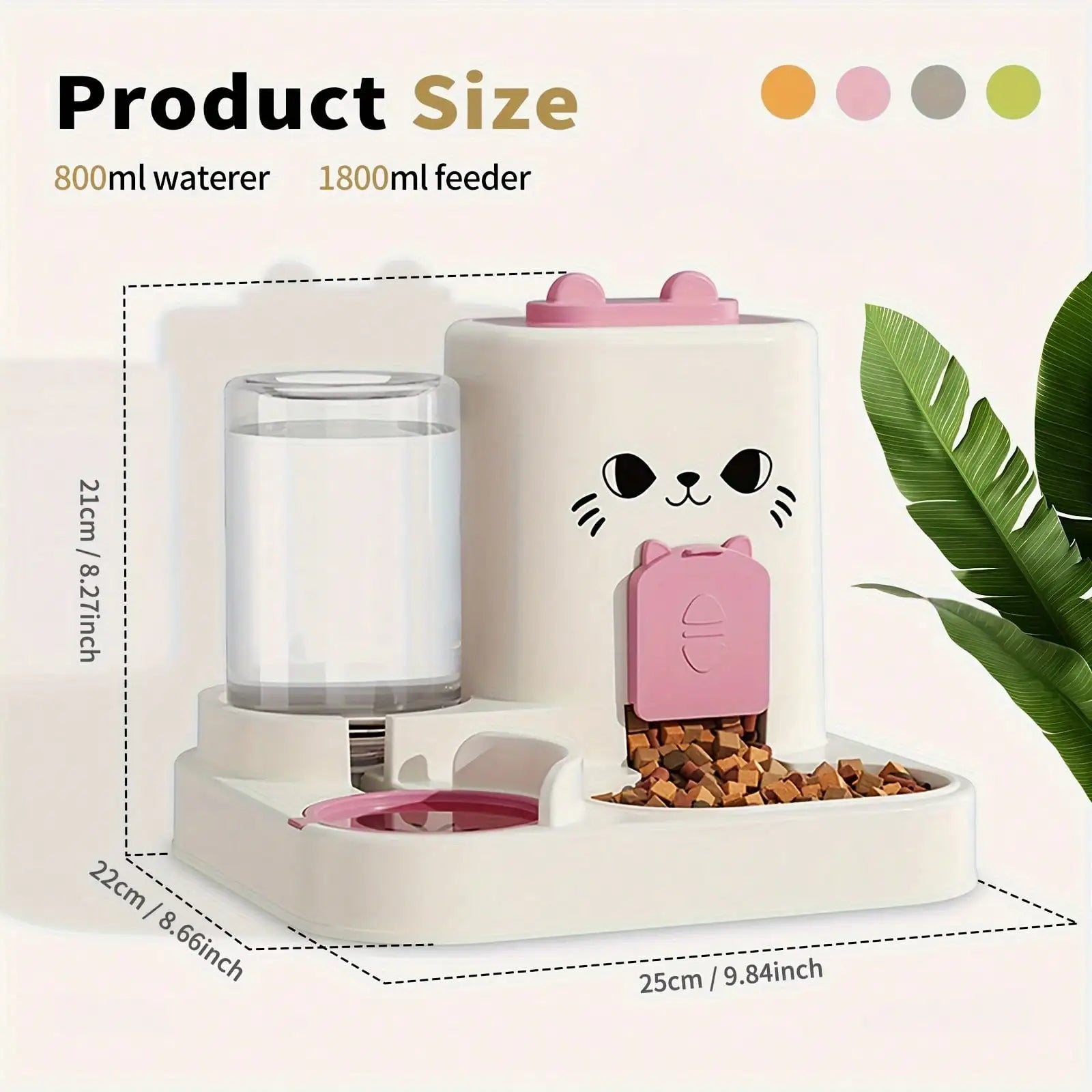2-In-1 Cat Food And Water Dispenser, All-In-One Fully Automatic Feeder And Water Dispenser, Cute Pet Water Bottle, Durable And Easy To Clean