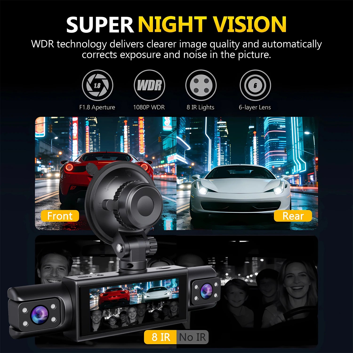 WIFI 4-Channel Car DVR Dash Cam With 4 Cameras Full HD 1080P Video Recorder Night Vision Black Box Cabin Camera 24H Parking