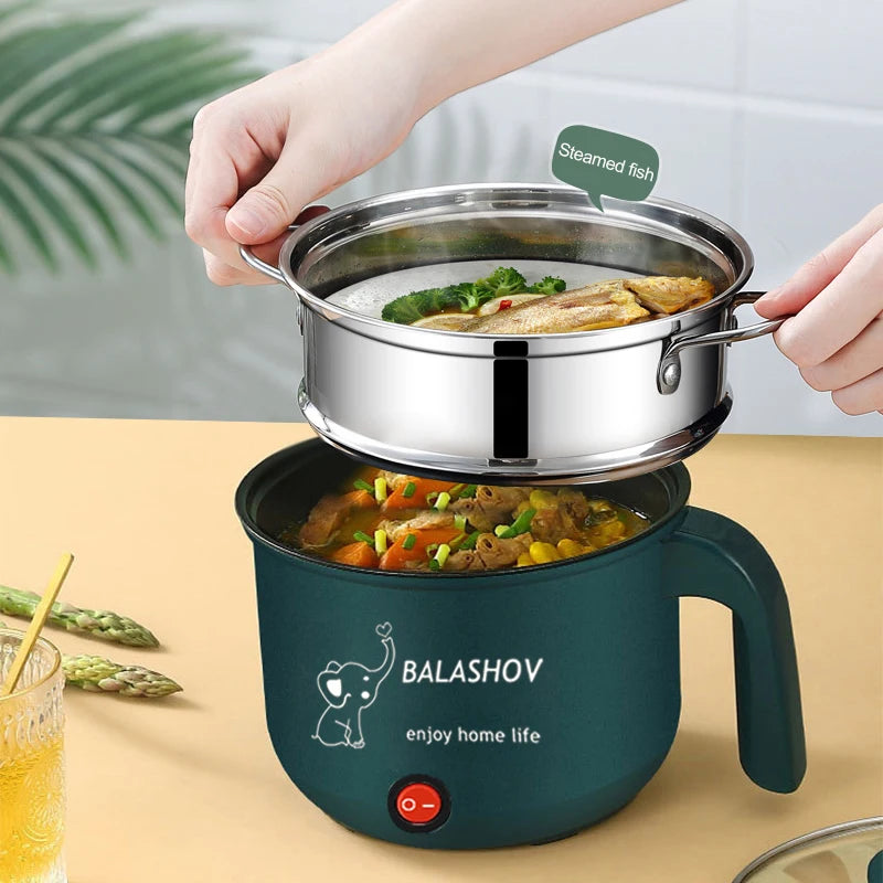 Mini Electric Cooker For Home Kitchen 2 People Food Noodle Single/Double Layer Multifunction Non-stick Pan steam Cooking Machine