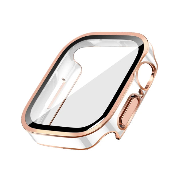 Glass+Case For Apple Watch 7 8 45mm 41mm 49mm 44mm 40mm straight edge Screen Protector Cover Case iWatch 5 SE 6 7 8 9 Ultra 49mm