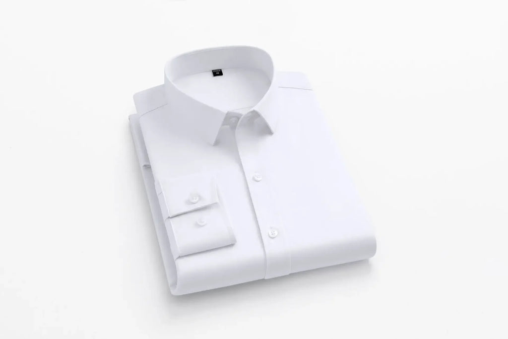 Men's long sleeved elastic shirt, non ironing business dress, professional work attire, stand up collar shirt