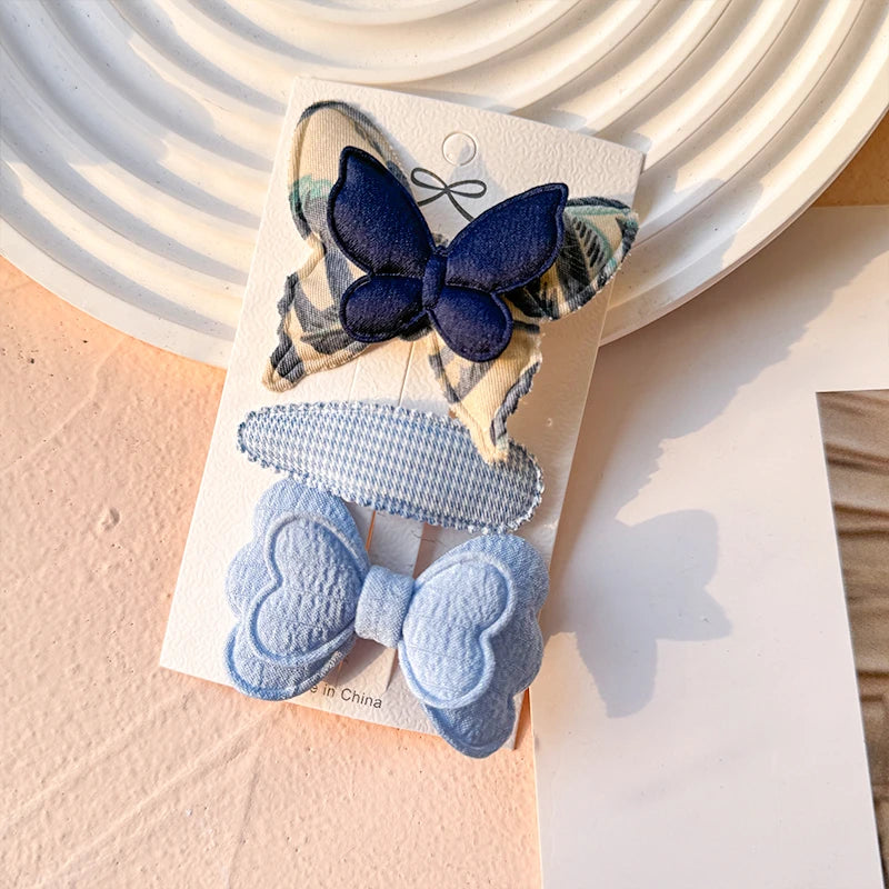 3/4/10Pcs Hot Sale Candy Color Hair Bows Clip Girls Double Layered Bow Cute Kid Bangs Hair Pin Cotton Safe Baby Hair Accessories