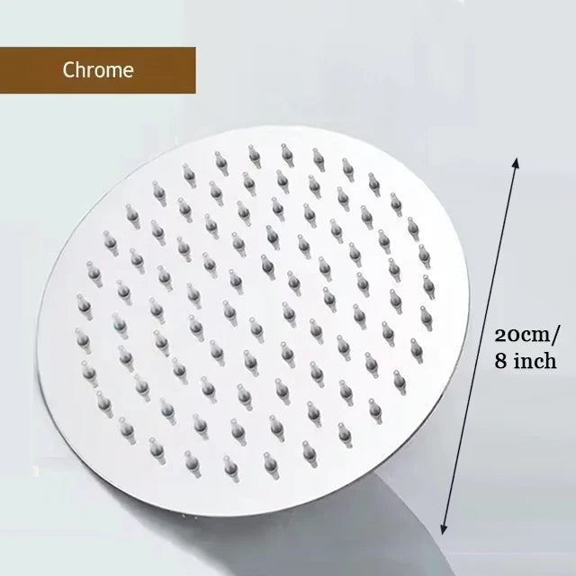 High Pressure Rainfall Stainless Steel Shower Head High Flow 8" 10" 12" Square Pressure Boosting Design Spa Bathroom Showerhead