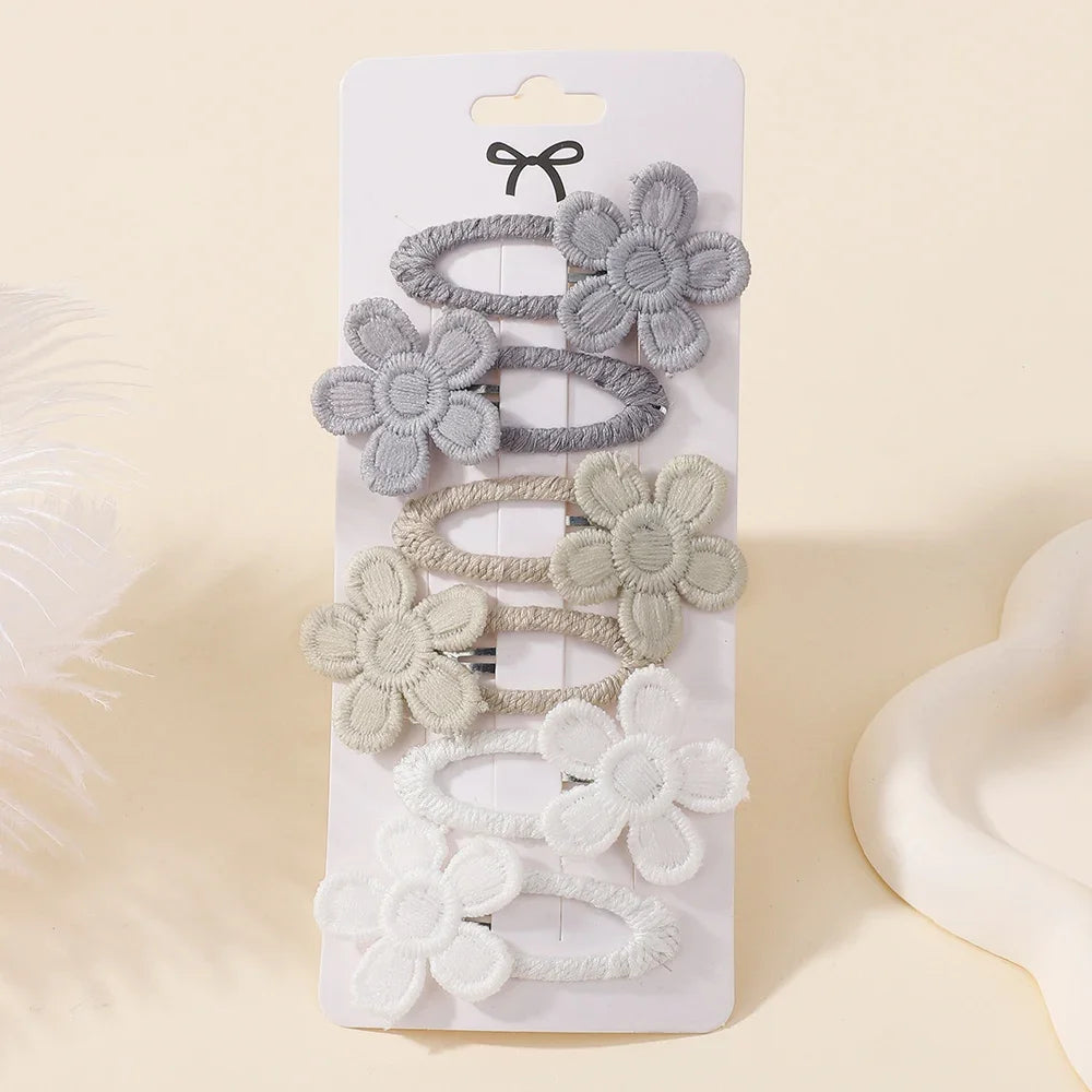 6Pcs/Set Cute Daisy Flower Hair Clips for Baby Girls Lovely Bang Side Clip Hairpins Princess Barrette Kid Hair Accessories