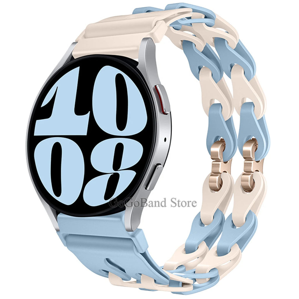 22mm 20mm Chain Strap for Samsung Galaxy Watch 7 6 5 4 6Classic Silicone Band for Huawei GT4 3Pro for Amazfit GTR 4/GTS Bracelet