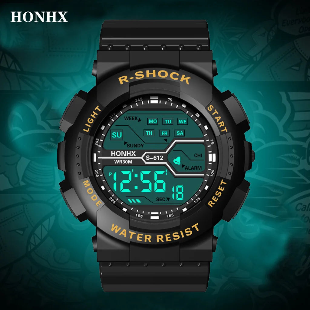 Outdoor Sport Men Watch Multifunction Large Screen LED Electronic Waterproof Luminous Military Digital Wristwatches Reloj Hombre