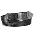 New European and American style women's belt, vintage rhinestone carved buckle belt, trendy printed jeans belt, unisex