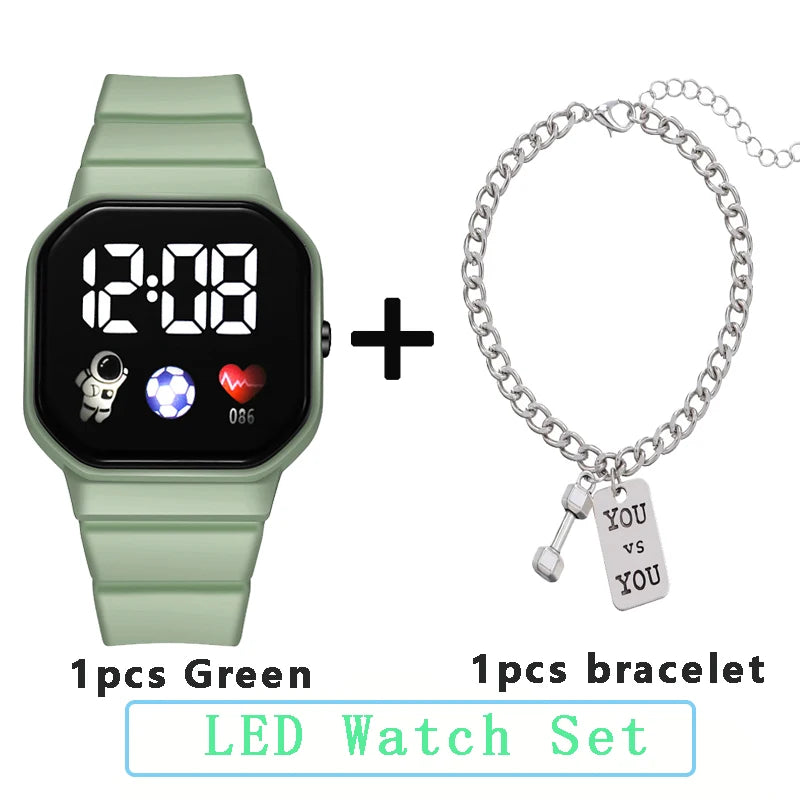 NEW Kids Watches with Bracelet Sport LED Digital Watches Silicone Strap Sport Electronic Wristwatch for Children Boys Girls Gift