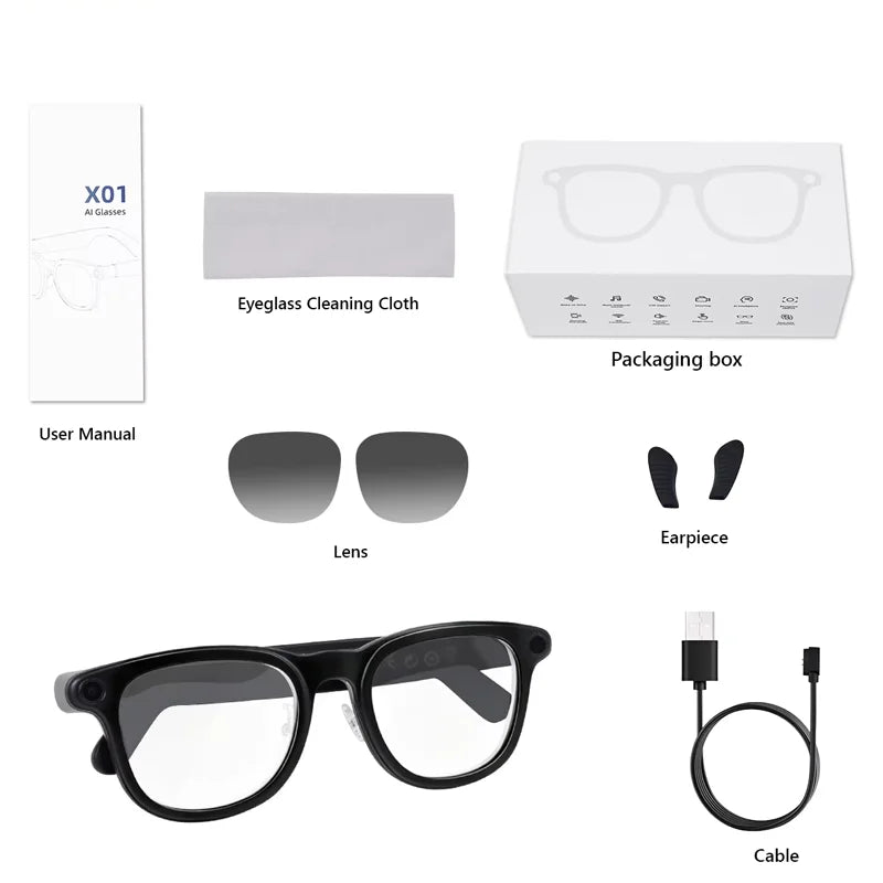 Hganus New Upgraded 800W AI Smart Glasses with Camera 3600mAh Battery Case Smart Translation Glasses Photo Video Recording Sunglasses ChatGpt App Phone WIFI 4 BT 5.3