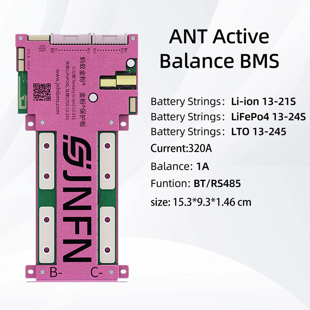 ANT BMS 1A Active Balance Smart BMS 13S 16S 48V 17S 20S 60V 24S 72V Lifepo4 18650 Li-Ion Lto 100A 120A 150A Battery Pack RS485
