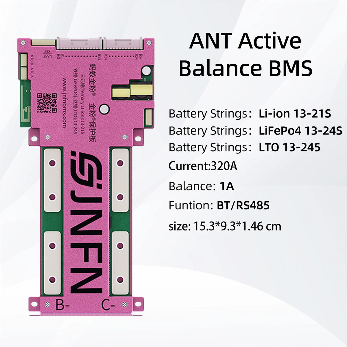 ANT BMS 1A Active Balance Smart BMS 13S 16S 48V 17S 20S 60V 24S 72V Lifepo4 18650 Li-Ion Lto 100A 120A 150A Battery Pack RS485