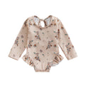 Tregren Kids Girl Summer Swimsuit Floral Print Long Sleeve Ruffle Jumpsuit Swimwear Bathers Bathing Suit Swimming Pool Beachwear