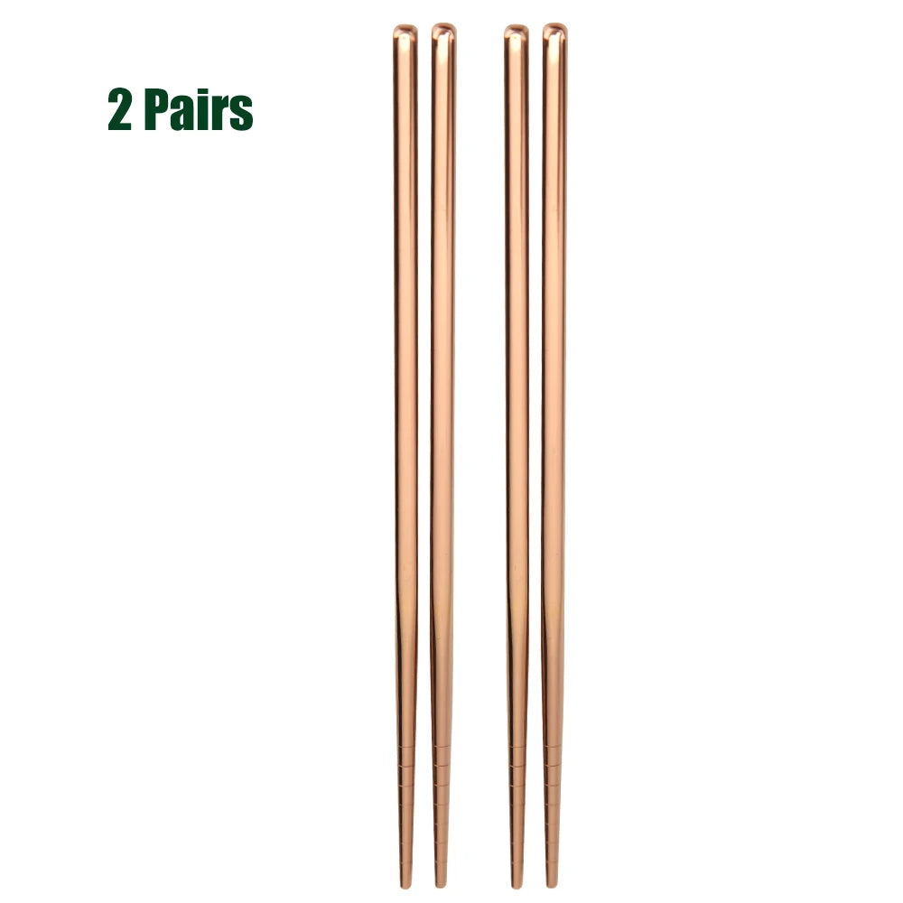 1-5 Pair Stainless Steel Chopsticks Metal Chop Sticks Tableware Silver Gold Multicolor Wedding Party Festival Supplies