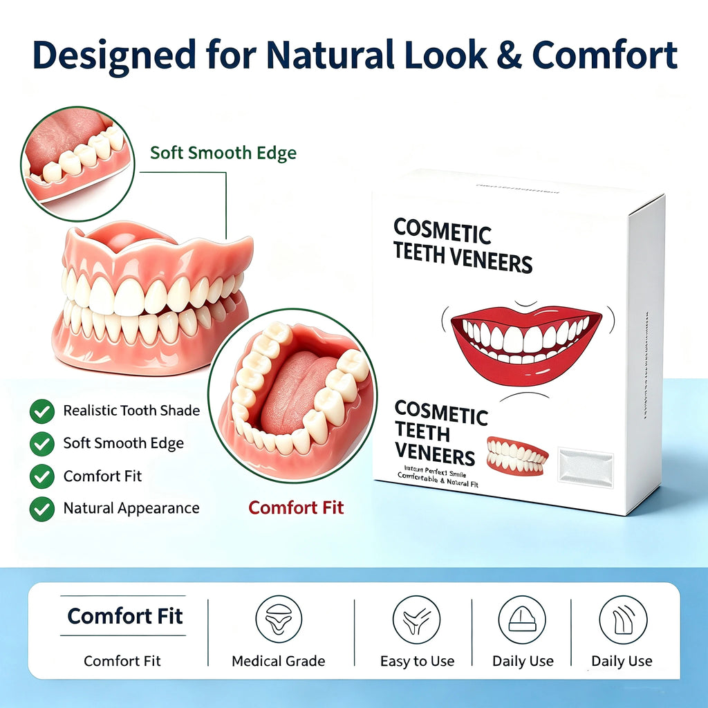 Natural‑Looking Silicone Full Denture Upper Lower Set Soft Comfortable Reusable False Teeth for Daily Oral Care for Men Women