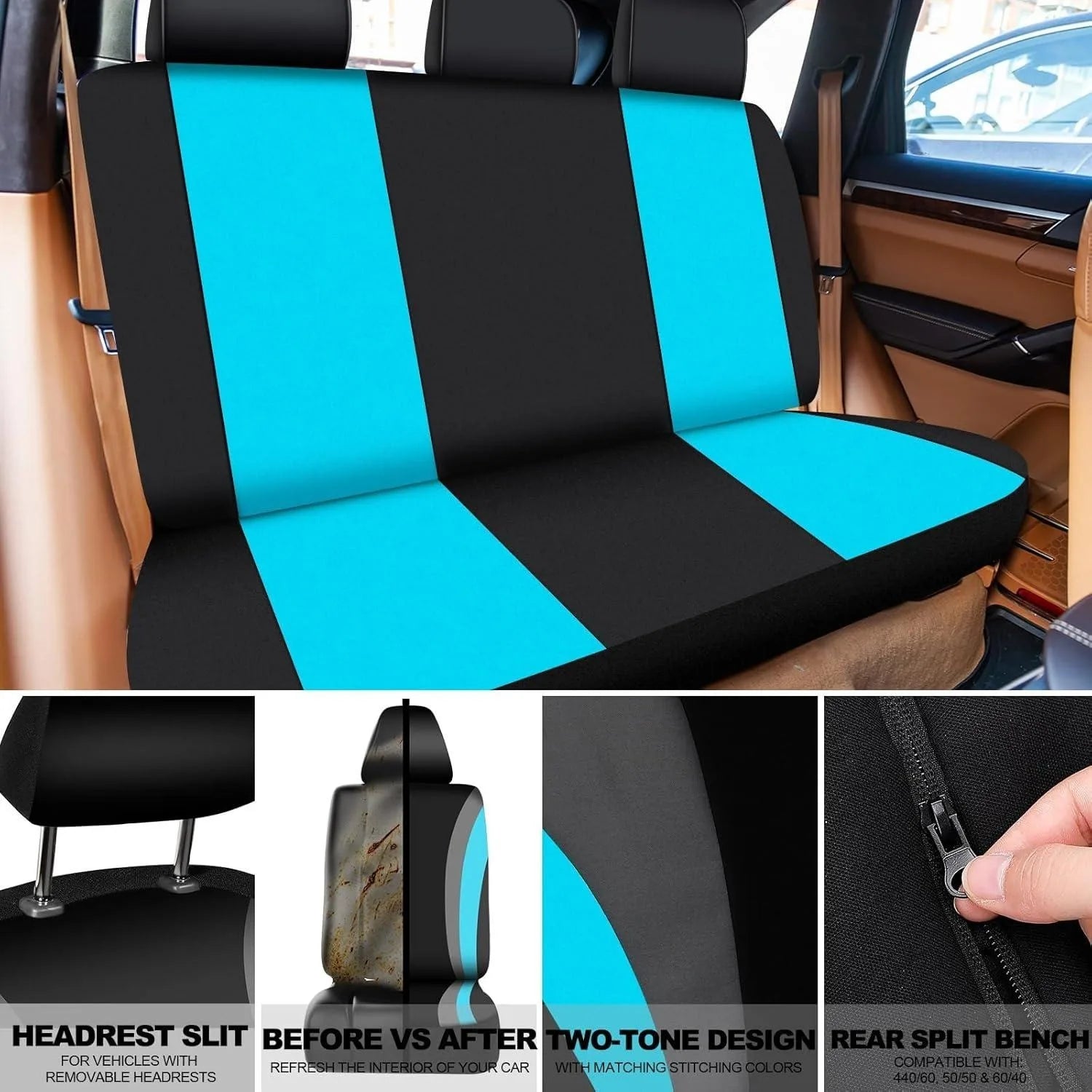 Fluffy Cute Women Car Accessories Set 45pcs Blue Steering Wheel Cover Seat Belt Handbrake Gear Shift Covers Great Gift