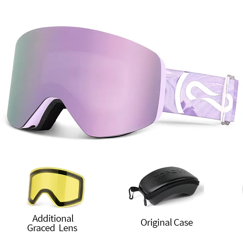 COPOZZ Winter Professional Men Women Ski Goggles Set Magnetic Quick-Change Double Layers Anti-Fog Snowboard Goggles Adults