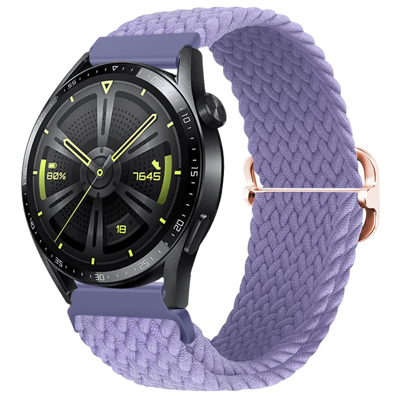 20mm 22mm Braided Solo Loop Strap For Samsung Watch 5/4/3 Active 2/Huawei Watch 3/GT Nylon Elastic Bracelet Amazfit GTR/GTS Belt