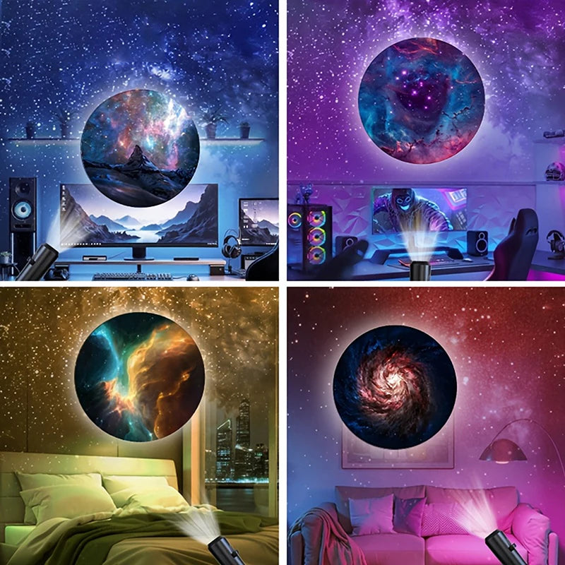 1 Light+10 Pictures Change LED Galaxy Projector, Starry Sky Lighting Night Light LED Galaxy Projection Light
