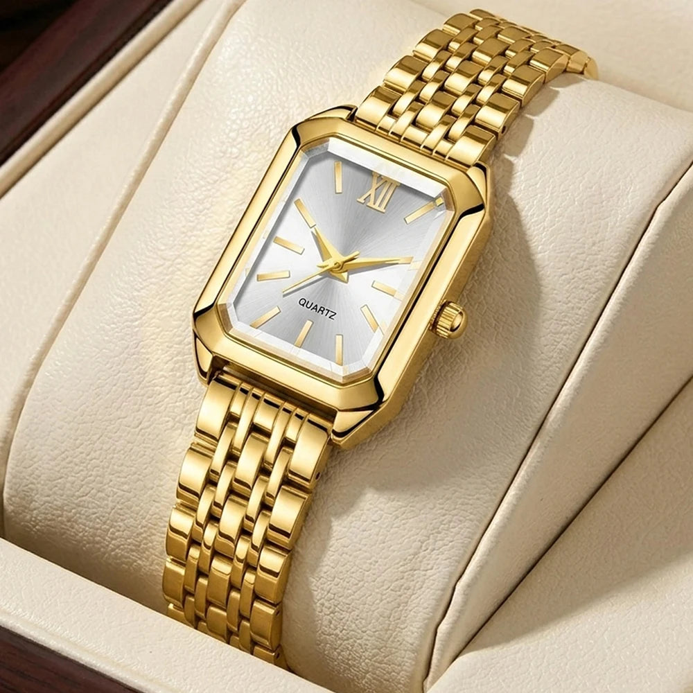 5Pcs/Set Unisex Jewelry Watches Women's Wristwatch Accessories Gold Pink Fashion Business Elegant Trendy Classic Exquisite Retro Light Luxury Rhinestone Luxury Bracelet Watch Set Y2K Suitable for Travel, Vacation, Parties, Da