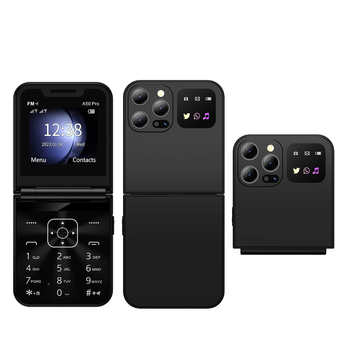 SERVO A50 PRO Flip Mobile Phone 2G GSM Call Recording Blacklist Speed Dial Flashlight Foldable Feature Cellphones Dual SIM Card