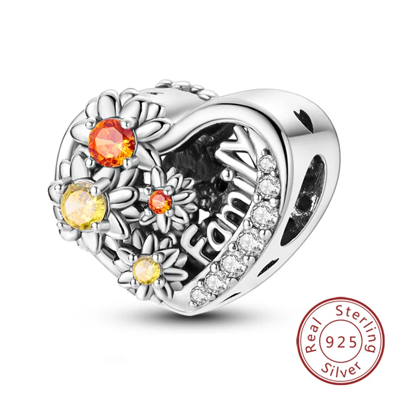 Hot Sale Charm Bead Pendant 925 Sterling Silver Firefly Love Heart Cats Dogs Sunflower Charm for Bracelet Women DIY Jewelry Gift