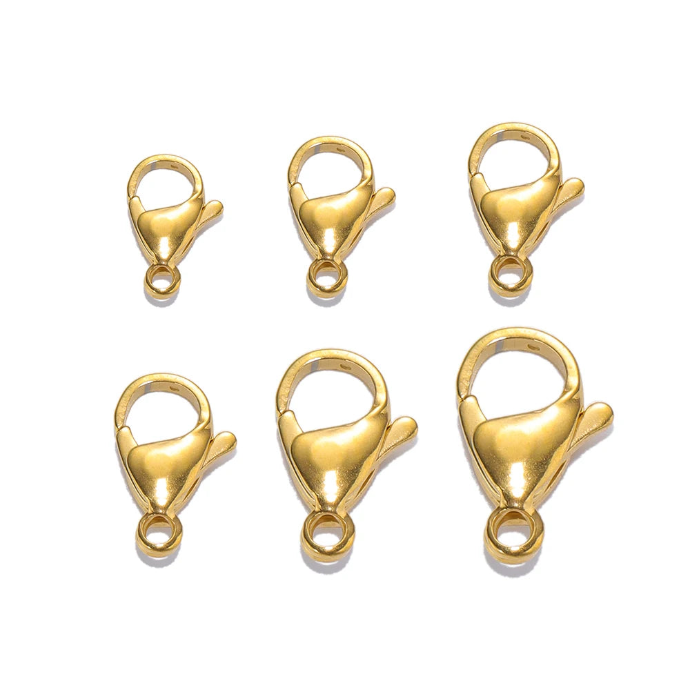 25pcs 18K Gold Stainless Steel Lobster Clasps Hooks for DIY Necklace Bracelet Chains Fashion Jewelry Making Findings Supplies
