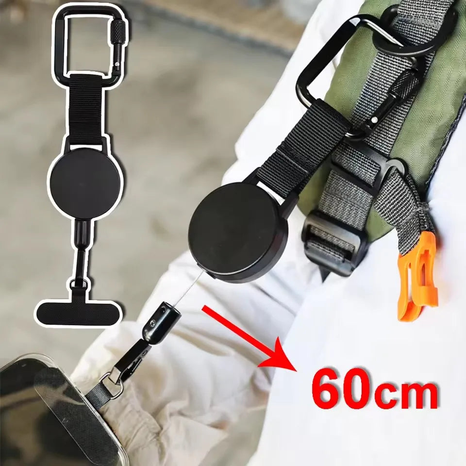 Retractable Anti-Theft Phone Holder Smartphone Safety Lanyard Stra with Carabiner Anti-Drop Harness for Hiking Cycling Climbing