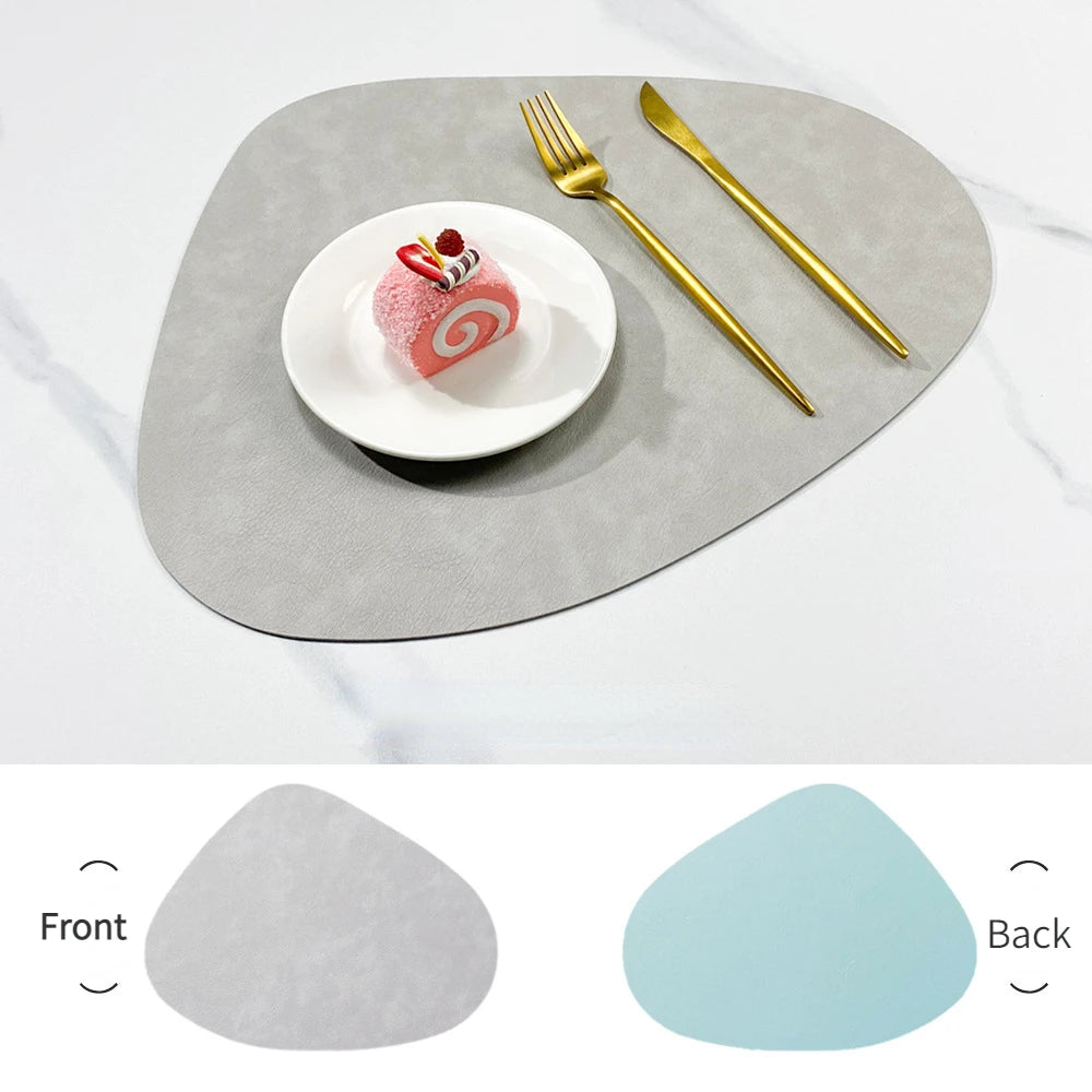 Nordic Double-Sided Anti-Slip Placemat - PU Thermal Insulation Table Mat with Water Droplet Pattern and Leather-Like Design
