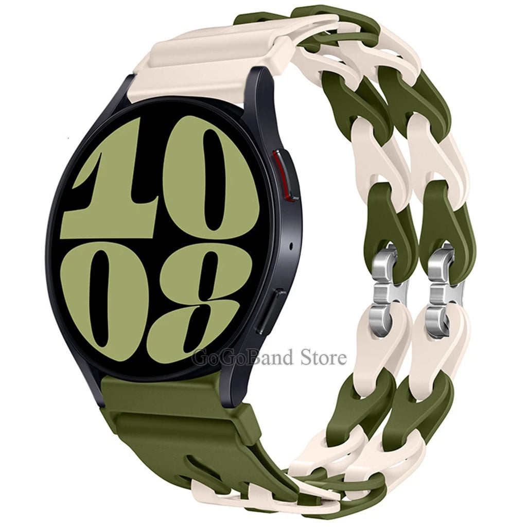 22mm 20mm Chain Strap for Samsung Galaxy Watch 7 6 5 4 6Classic Silicone Band for Huawei GT4 3Pro for Amazfit GTR 4/GTS Bracelet