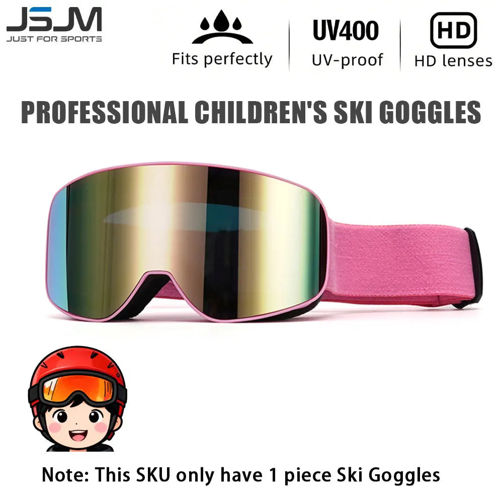 New Children Kids Skiing Goggles 4-15 years old Professional Anti-fog Child Snowboard Goggles UV400 Kids Ski Mask Glasses