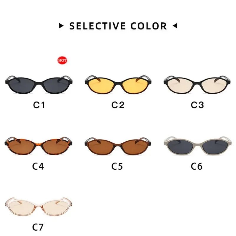 Cute Oval Small Frame Sunglasses Women New Retro Style Sexy Brown Sun Glasses Ladies Trendy Fashion Decorative Shades Eyeglass