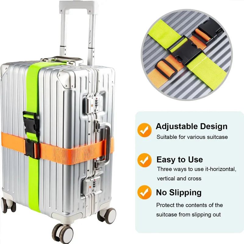 Straight Shaped Luggage Straps for Suitcase Polyester Luggage Belt with Adjustable Release Buckle Travel Accessory