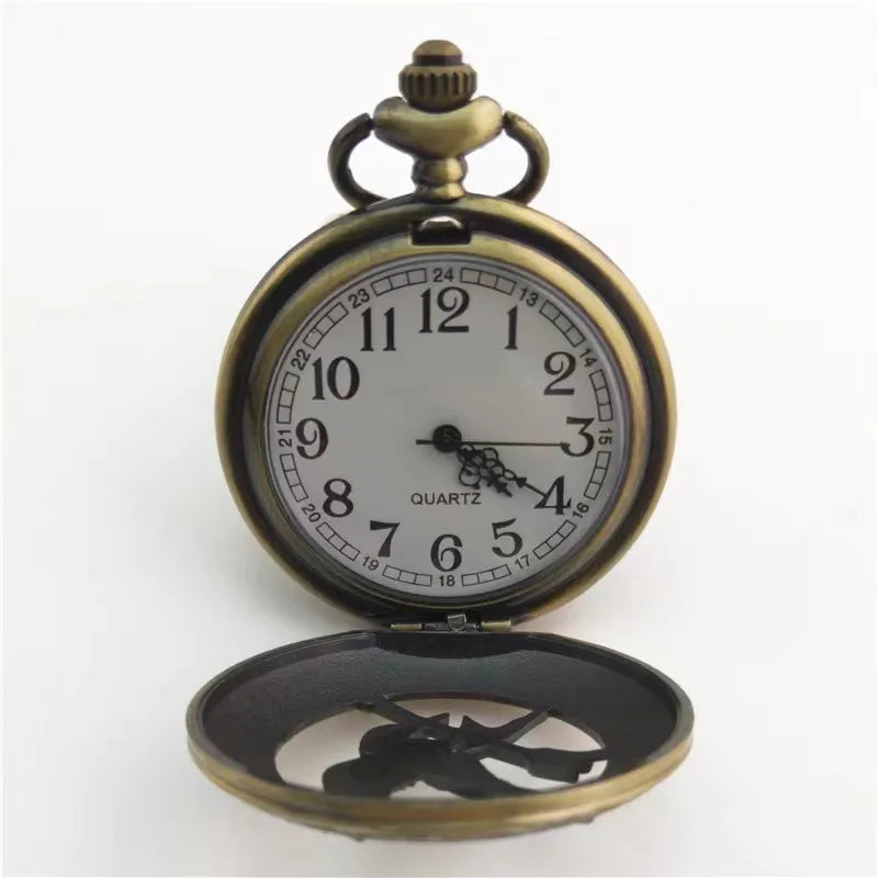 Retro quartz Hunger Games popular hollow Mockingbird design stylish bronze pocket watch